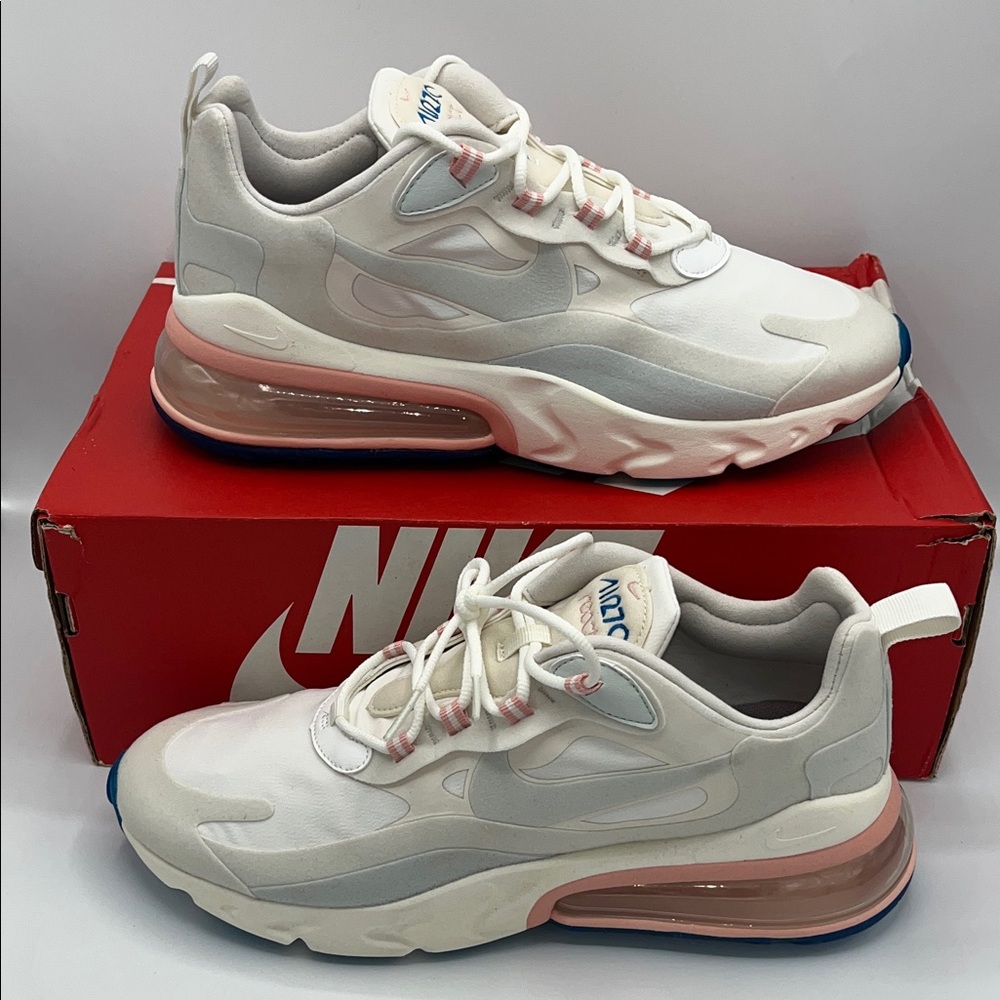 Nike Air Max 270 React White and Pink Sneakers